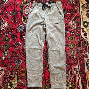 Nike Therma-FIT Heather Gray Track Pants with Black Swoosh